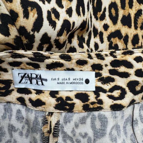 Zara Women's Cheetah Print Crop Capri Pants Size Small - Picture 6 of 8